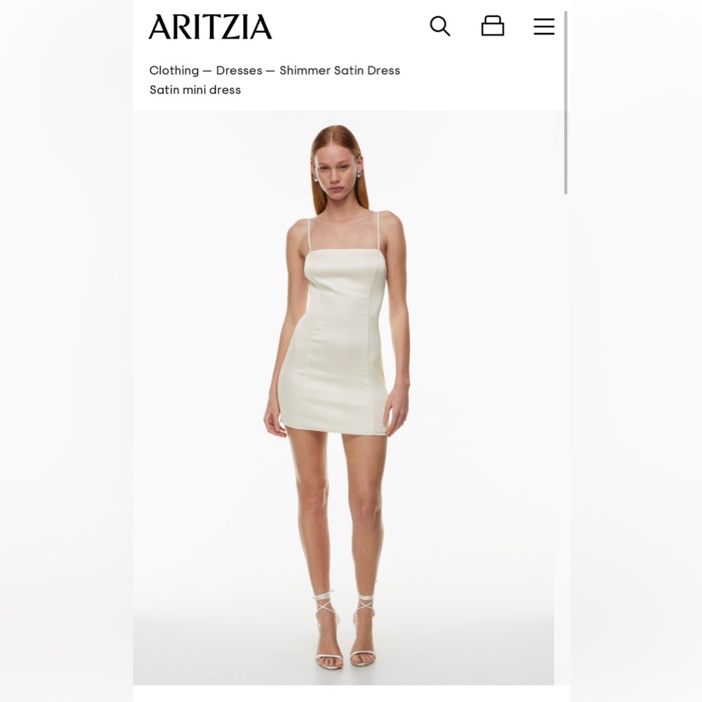 Aritzia Sunday Best Shimmer Satin Dress in Light Birch